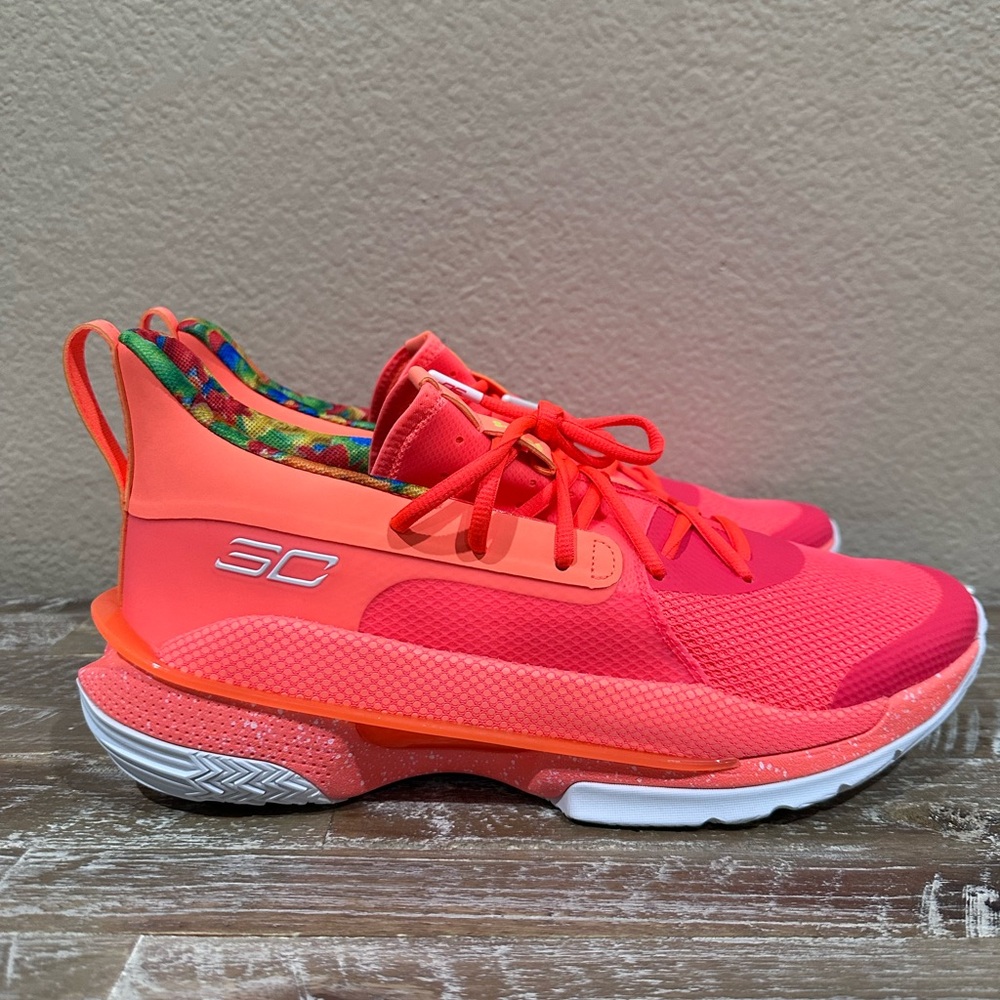 Under Armour Curry 7 x Sour Patch Kids Peach Plasma 3021258-603 Men Size 12